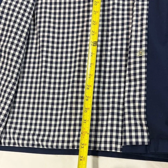 Lauren Ralph Lauren Navy Double-Breasted Belted Trench Coat Checkered Lining L - Picture 15 of 16